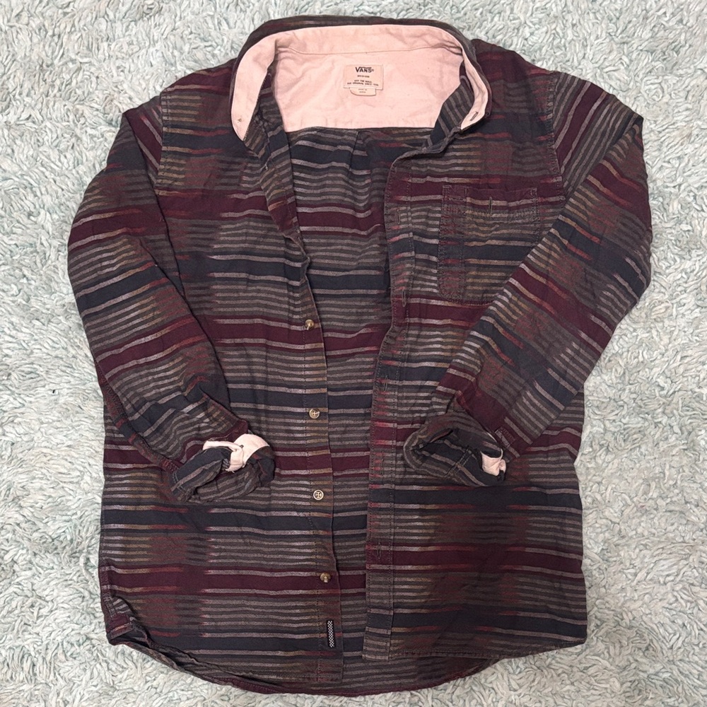 Vans Women's Multi-Striped Utility Jacket - Burgundy and Gray